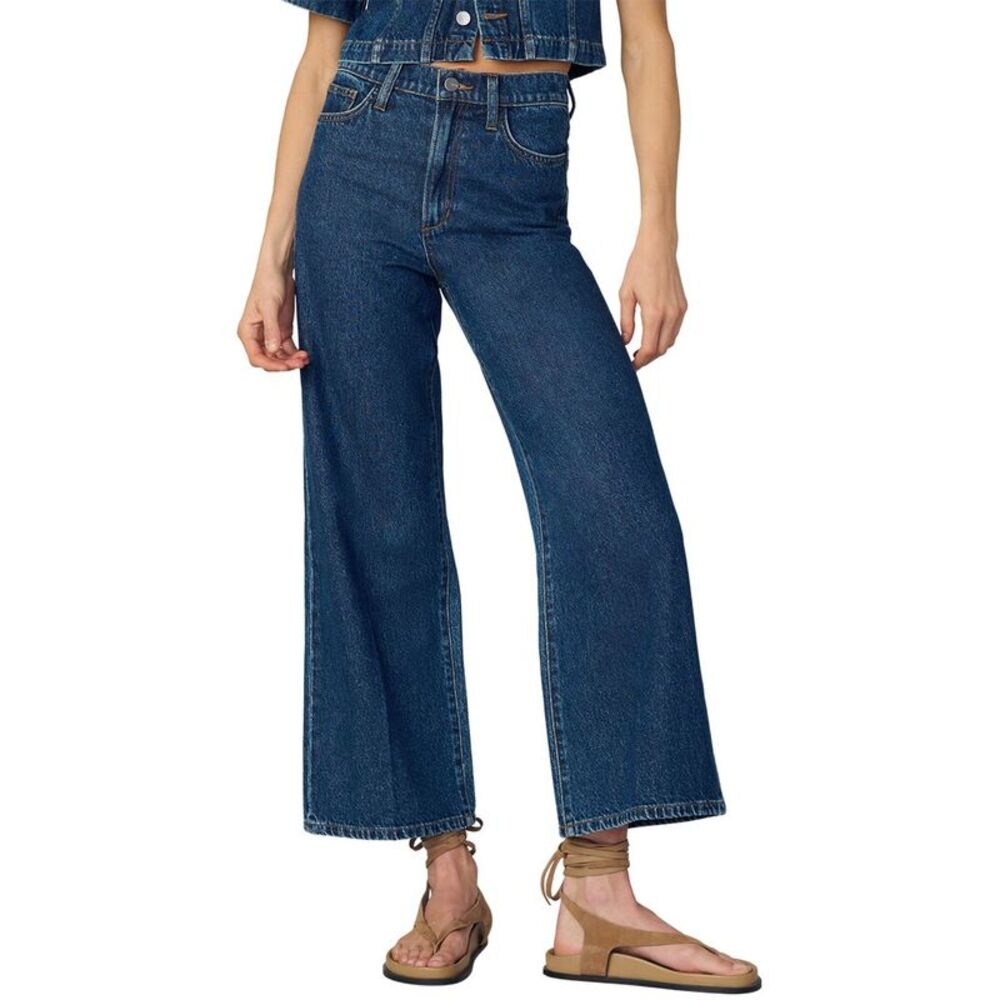 Joe's Jeans Womens  The Mia Lively Linen-Blend High Rise Wide Ankle Jean